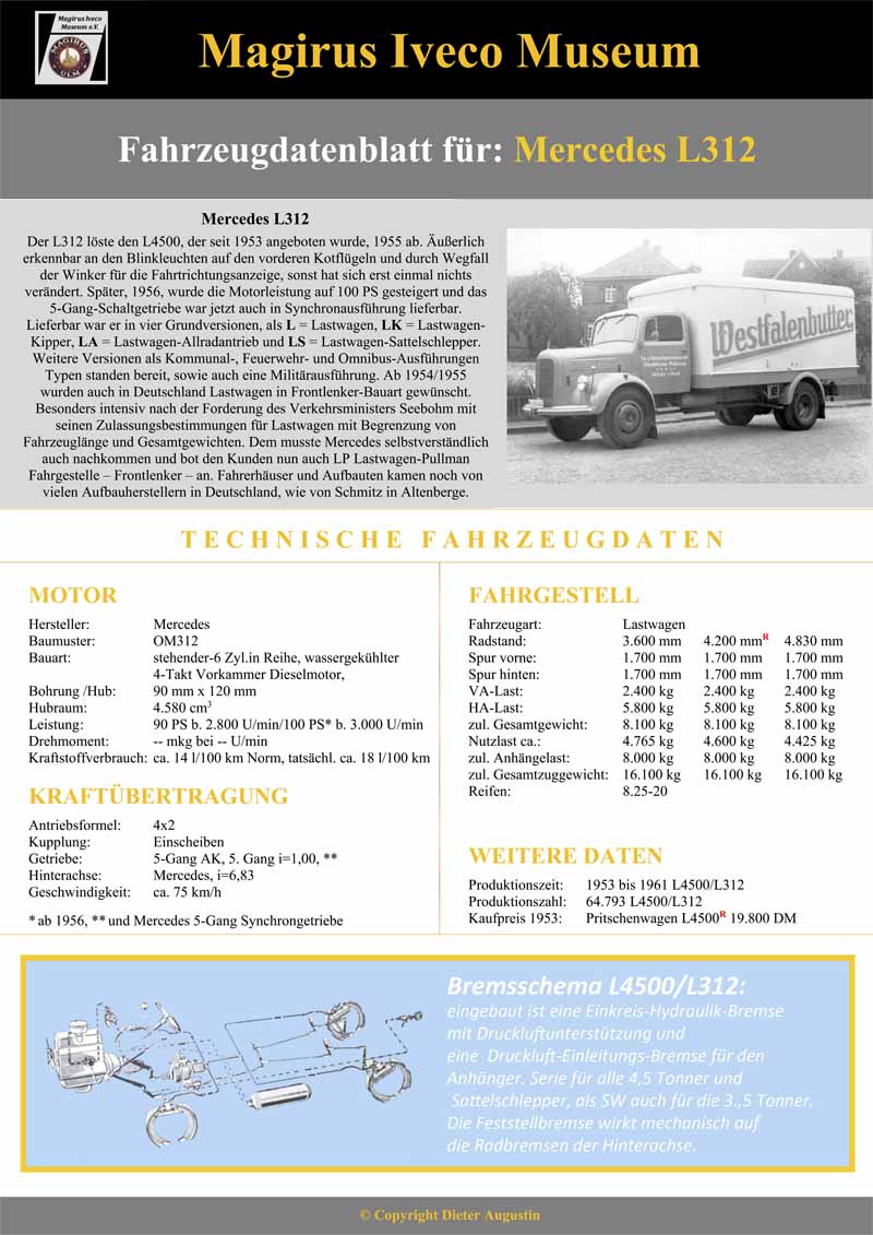 Mercedes L312 Datenblatt
